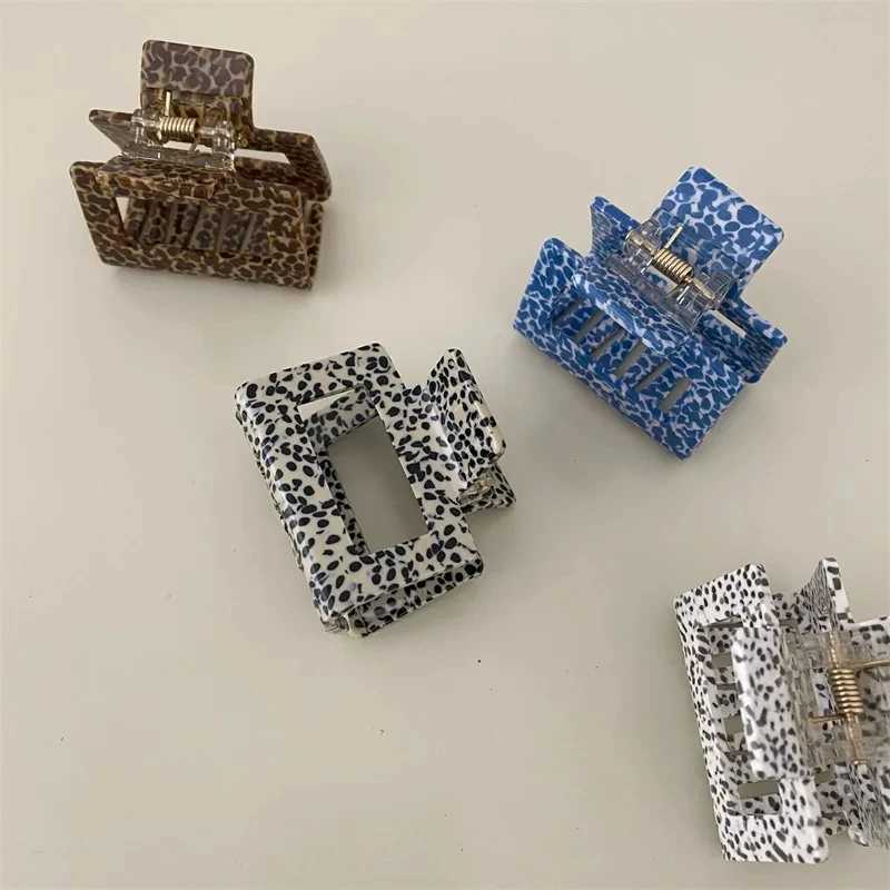 Acetic acid hair clip leopard print spot square dot geometric shark clip grab clip female hair accessory Y2504012