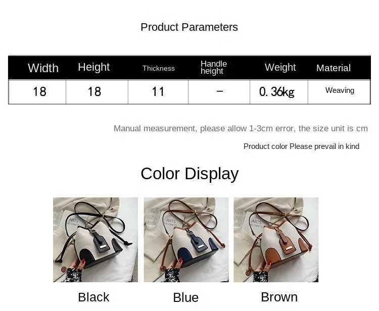 Cl colored bucket bag womens bag 2024 summer trendy Fi shoulder bag canvas splicing Korean texture cross bagXJ250412