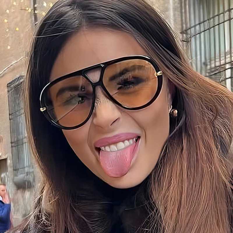 Oversized Oval Punk Pilot Sunglasses Women Big 2025 Luxury Brand Vintage Metal Frame Sun Glasses for Ladies UV400 Shield Eyewear Z250411
