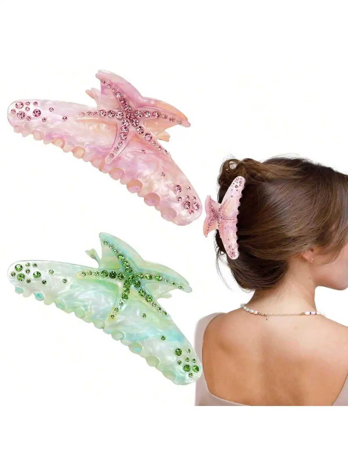 1 piece of multi-color starfish hair clip acrylic hair clip summer beach hair clip with claws used for strong fixation Y2504012