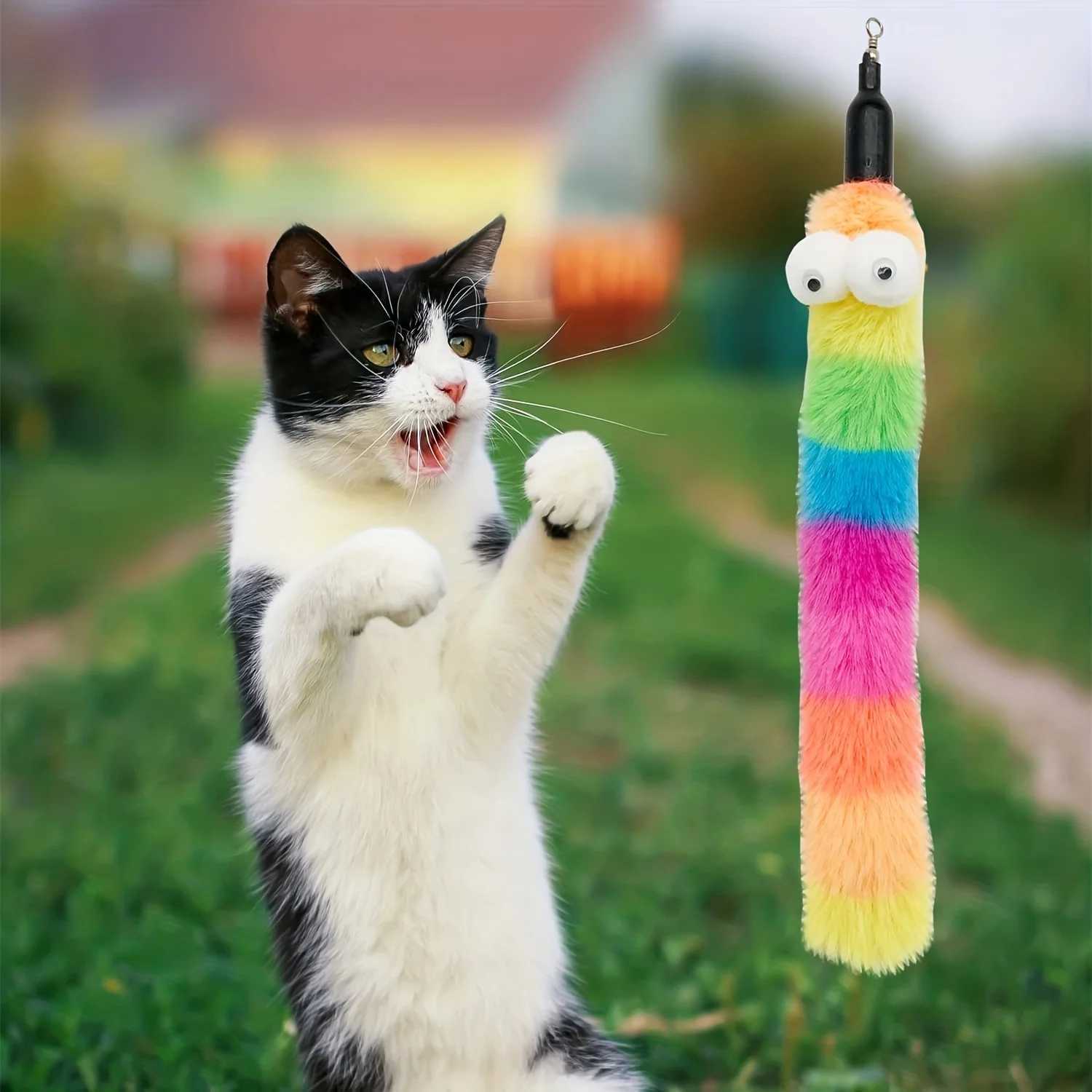 9 cat stick toys cat feather toys interactive cat toys worms for indoor cats Y250412