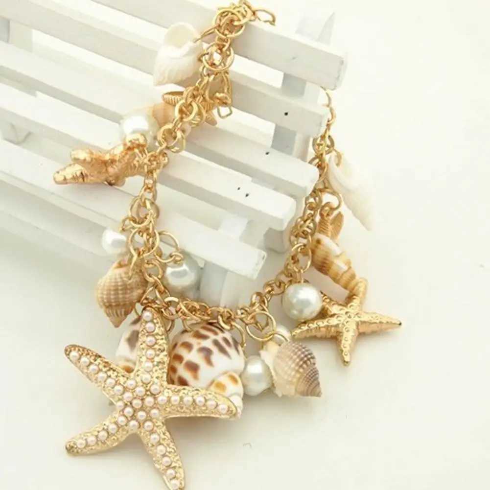 Bohemia Summer Beach Bracelet Natural Shell Cute Adjustable Gold Plated Ocean Multi-style Chain Beach Bracelet Jewelry GiftsC250411