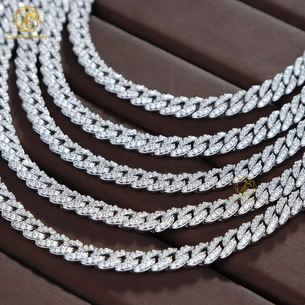 Hot Selling Hiphop Style 925 Silver Cuban Link Chain Bracelet Necklace Iced 15mm D VVS Diamond Moissanite New Trending Product