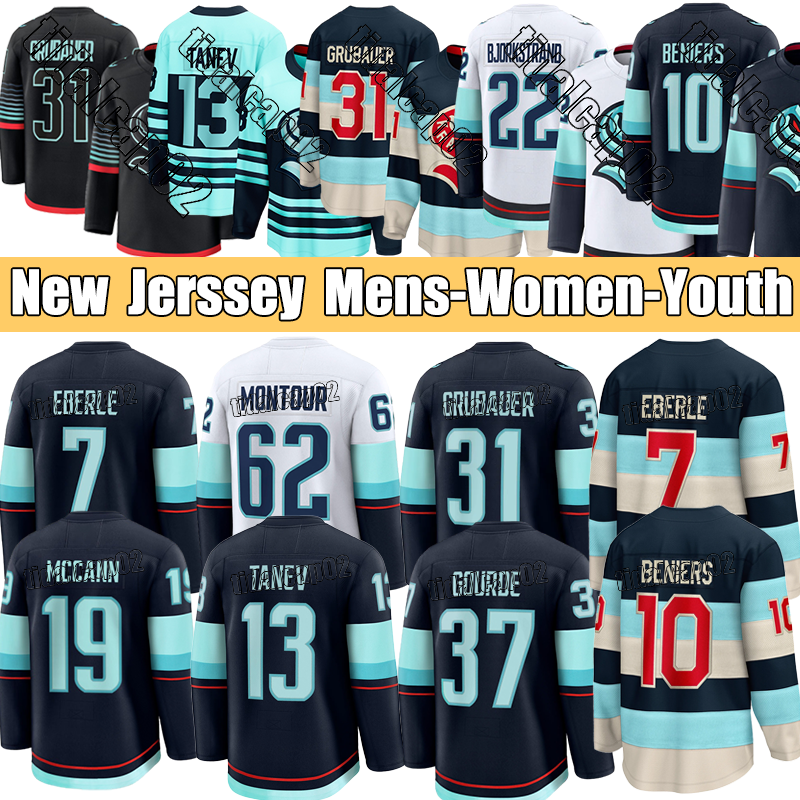 Hockey Jerseys seattle jersey krakens Jerseys #10 Beniers #31 Grubauer #9 Stephenson #62 Montour Jerseys #7 Eberle #22 Bjorkstrand #41 Evans #95 Burakovsky #13 Tanev Jerseys