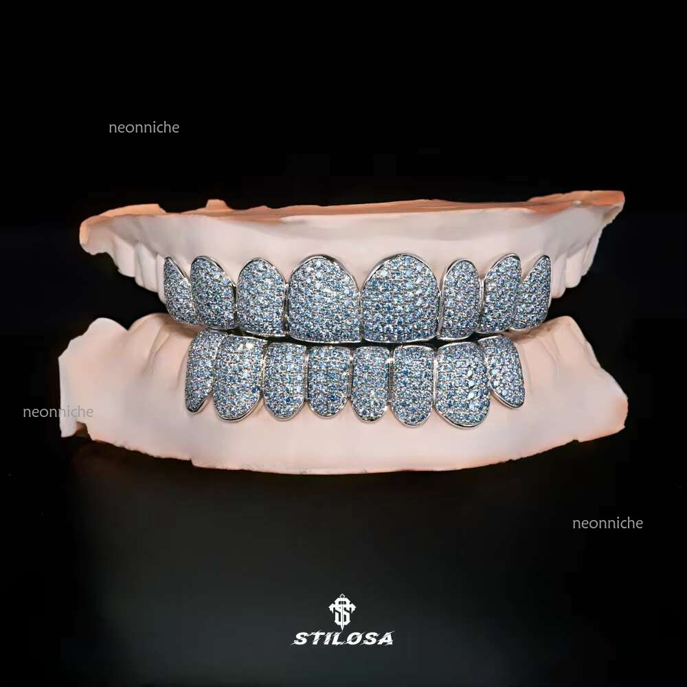 Vvs Blue Moissanite Hip Hop Iced Out Dia 10K 14K Gold Sier Custom Grillz for Teeth