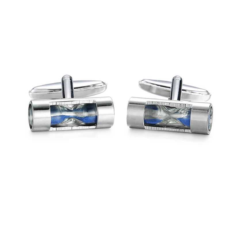 Classic Mens French Shirt Cufflinks Blue Time Hourglass Cufflinks Button Wedding Accessories Jewelry GiftsT250412