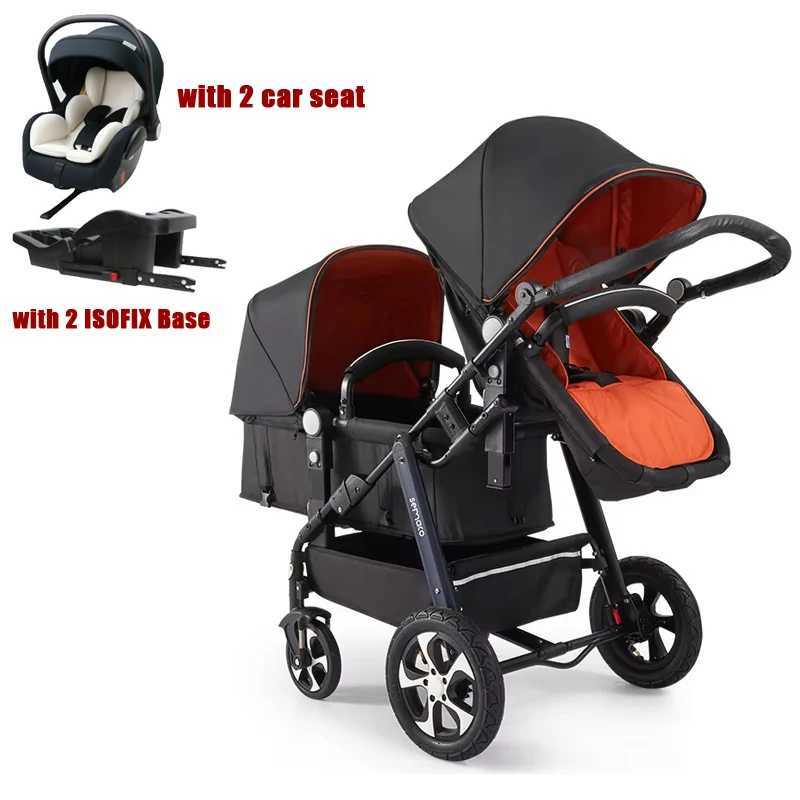 Three in one double station wagon with ISOFIX base car seat multifunctional detachable sleep basket double station wagon W250411