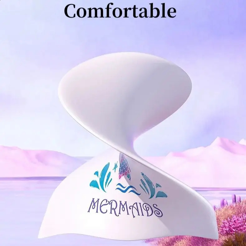 Swimming Cap Female Waterproof Elasticity Not Strangle Head Long Hair Large Ear Protection Adult Printed Silicone Fish Mermaid 250411