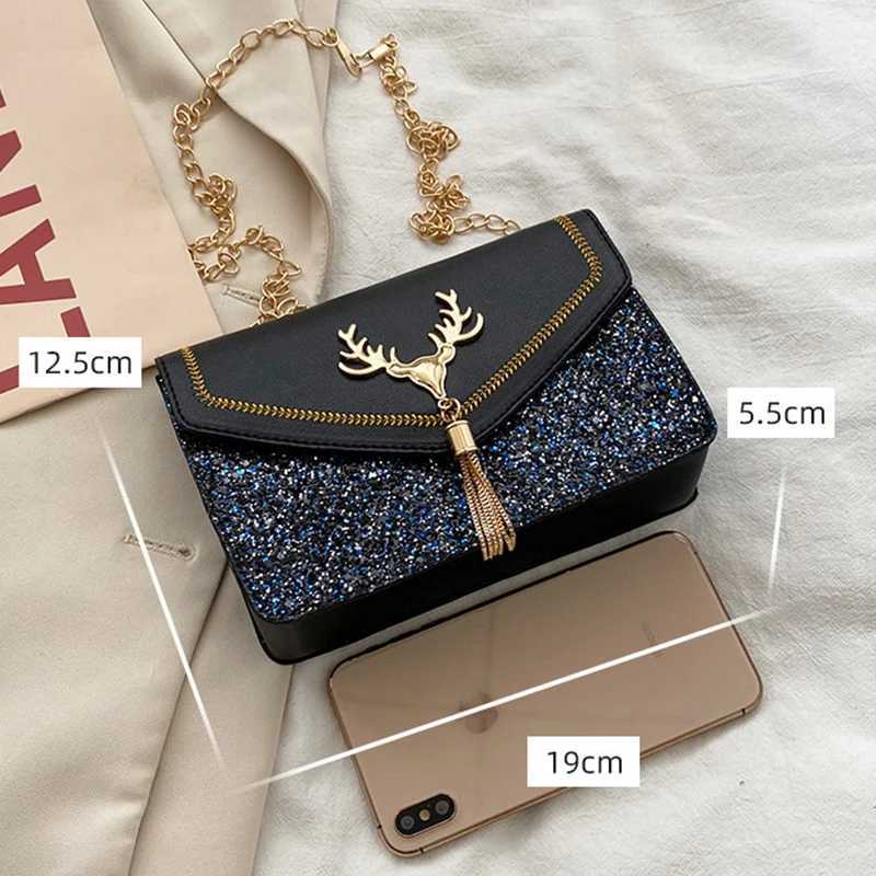 2025 Korean Style Sparkle Chain Crossbody Bag Women Fringe Shoulder Purse Fashion Classic Small Bags Free Shipping Hot SaleT2511112