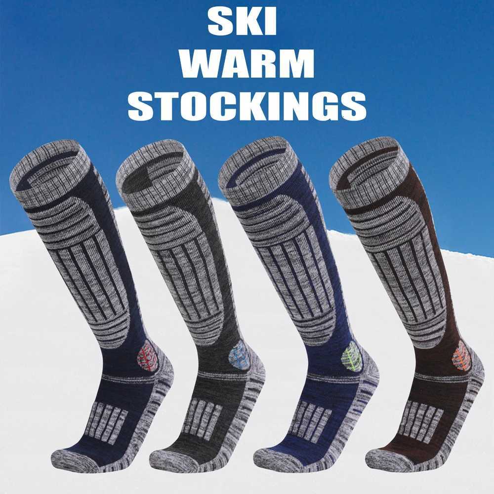 1 Pair Thermal Winter Cotton Men Women Ski Socks High Elastic Sports Socks Snowboarding Cycling Adult Skiing Thicker Leg Warm K251111