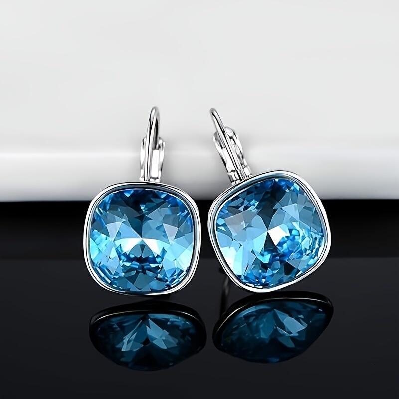 Sterg sier earrings with Austrian crystals, hypoallergenic square crystal earrings, exquisite anniversary birthday jewelry gift for women