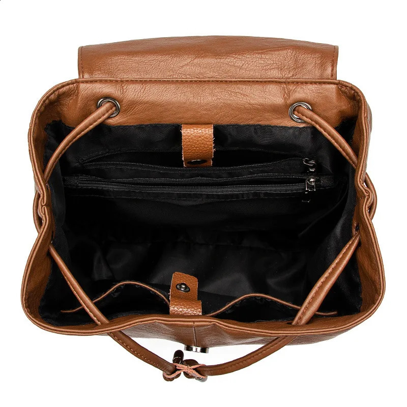 Women Anti-theft Backpack Classic Genuine Leather Solid Color Backpacks Female Fashion Shoulder Bag Travel Rucksack 250407