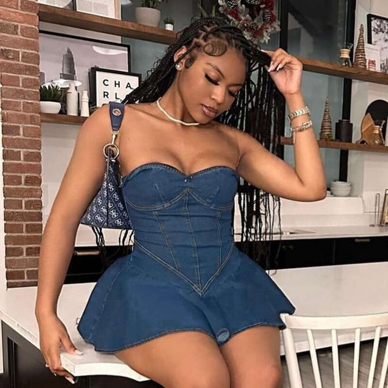 Women's Wear Feng Summer Women's Wear New Product With Hip Wrapping, Sexy Bra, Slimming, And Imitation Denim Dress