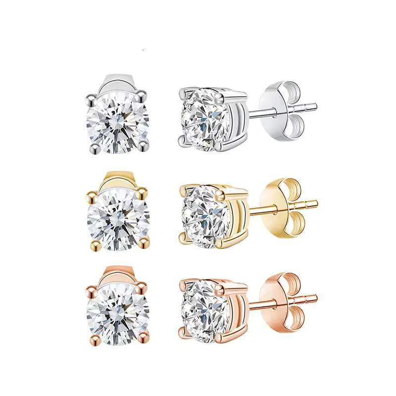 S925 Sterling Silver Fine Jewelry D VVS1 Moissanite Diamond Stud Earrings with Screw Back Luxurious Elegant