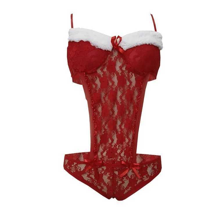 Christmas erotic lingerie red lace Babydoll sleepwear bra tight thong sexy lingerie W250412