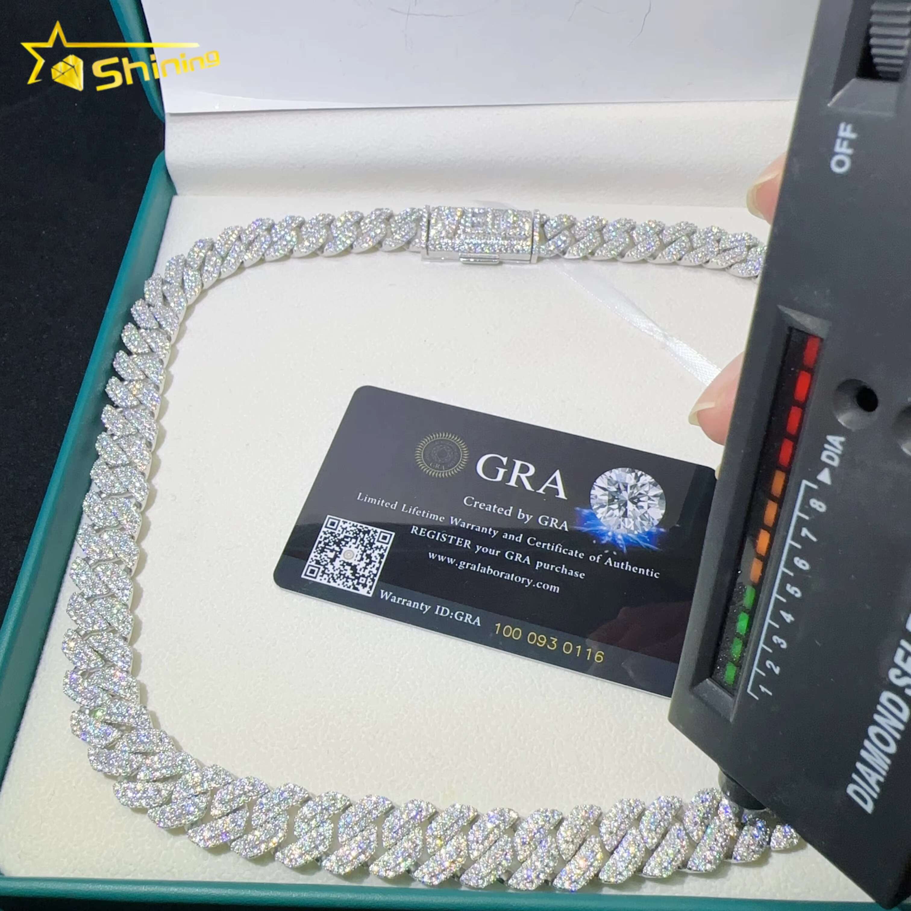Pass Tester VVS Moissanite Lab Diamond Silver 925 Cuban Necklace and Chain Hip Hop Iced Out Jewelry 20mm Cuban Link Chain