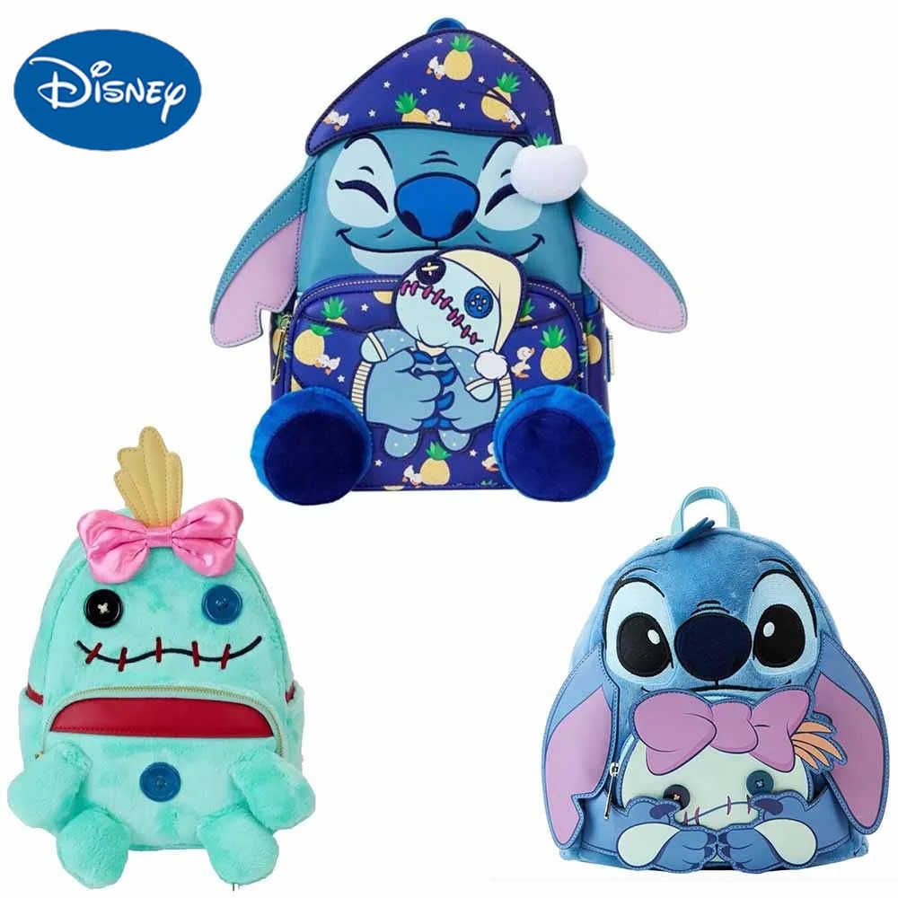 Disney Bedtime Stitch Mini Backpack Womens Double Strap Shoulder Bag Womens Disney Travel Storage Bag X250412