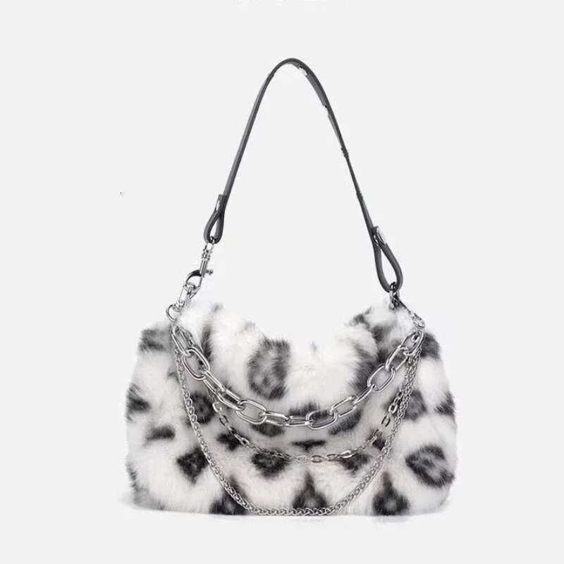 Leopard Print Underarm Women's Autumn and Winter New Product Versatile Plush High-end Chain Bag