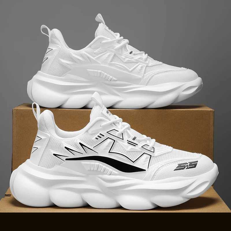 2024 Thick Sole Mecha Running Shoes Men Outdoor Jogging Sports Shoes Mesh Breathable Platform Walking Shoes Trend Sneakers Men Z250411