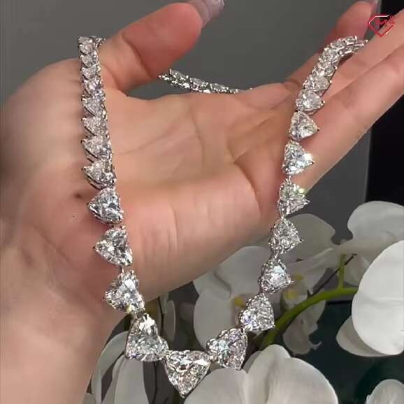 5mm Popular Tennis Chain 925 Sterling Silver Perfect Heart Cut Vvs Moissanite Tennis Chain for Women