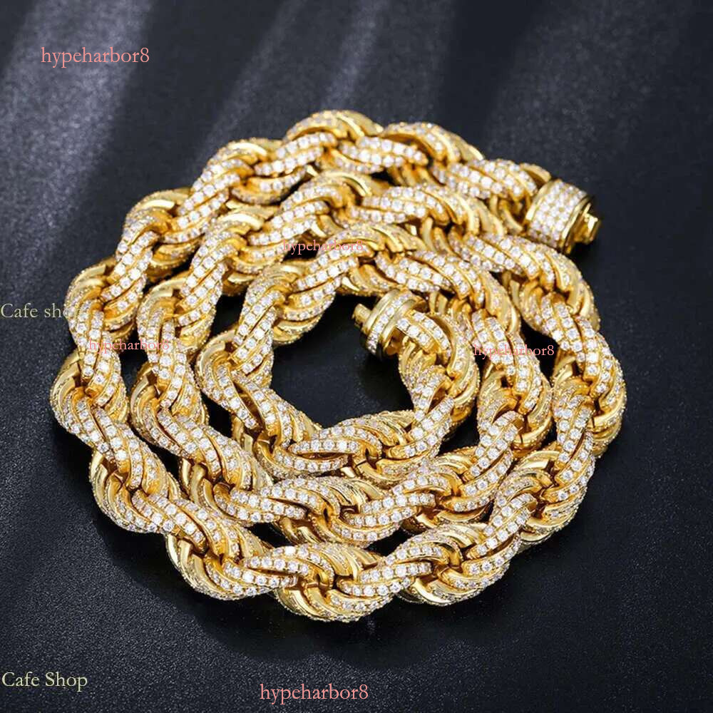 Designer Cuban k Fasion Pass Dia Tester 8mm 12mm Full Vvs Moissanite Iced Out Rope Chain Men Women Hip Hop Jewelry Twisted Necklace