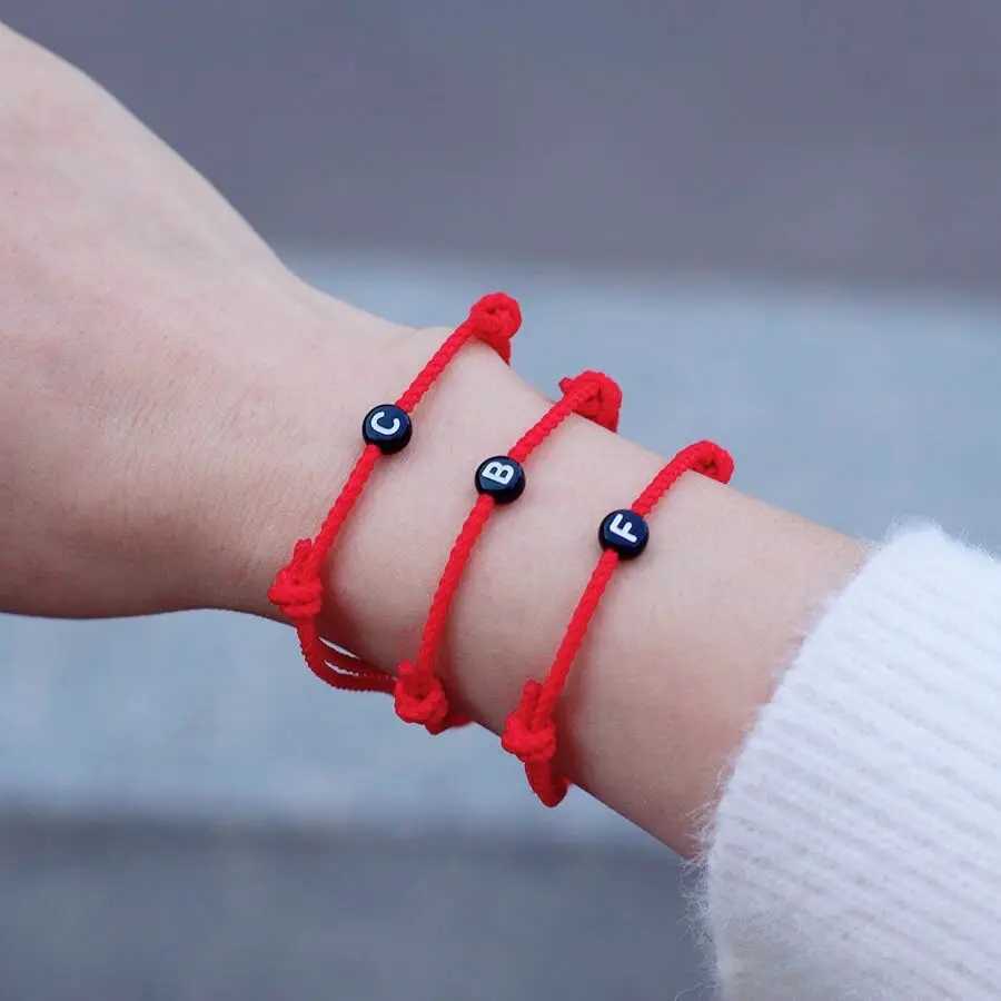 New 26 Letters First Name Bracelet Unisex Handmade Sliding Adjustable Lucky Red String Braslet Couple Gifts Friendship JewelryC250411