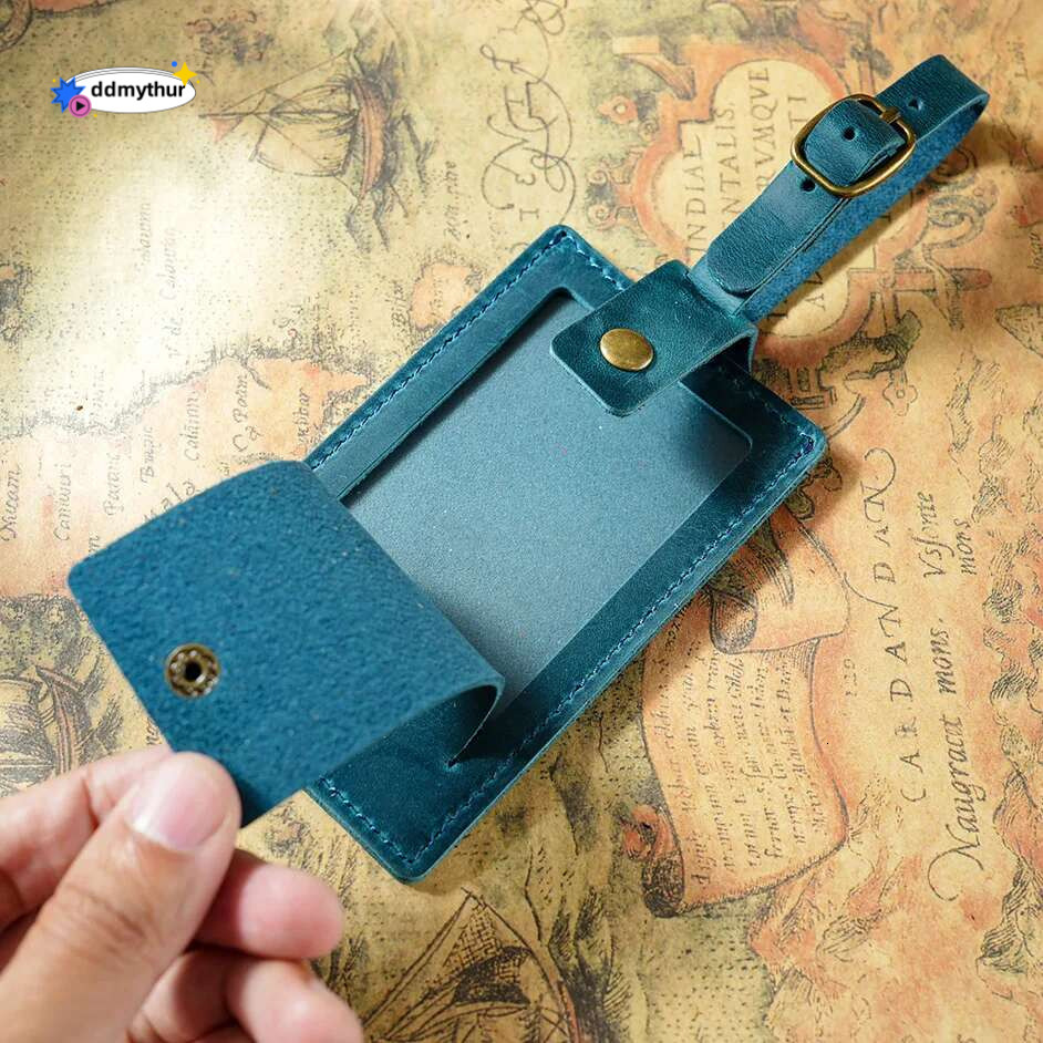 Lage Tags Genuine Men Women Suitcase Name Baggage Tag Crazy Horse Leather Airplane Labels Travel Accessories ddmythur