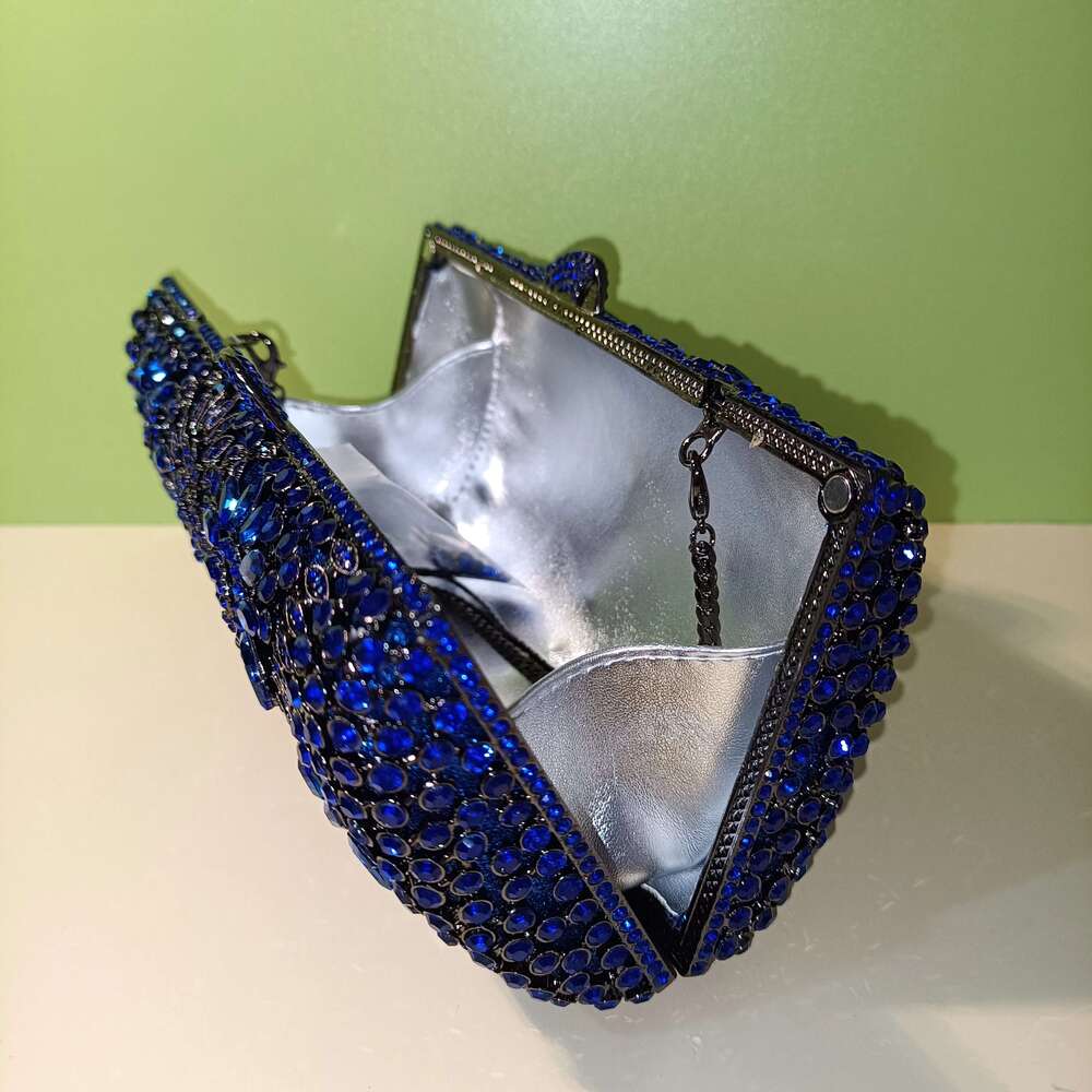 XIYUAN Blue Sier AB Vintage Dia Banquet Handbag Woman Elegant Hollow Gala Party Purse Wedding Bridal Dinner Evening Bag