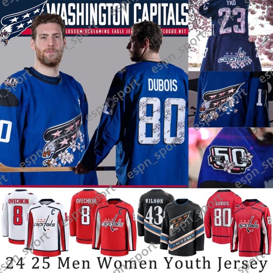Capital 8 Alex Ovechkin 2025 Cherry Blossom Jerseys Pierre-Luc Dubois Max Pacioretty T.J. Oshie Wilsons John Carlson McMichael Nicklas Backstrom Jakub Vrana Custom