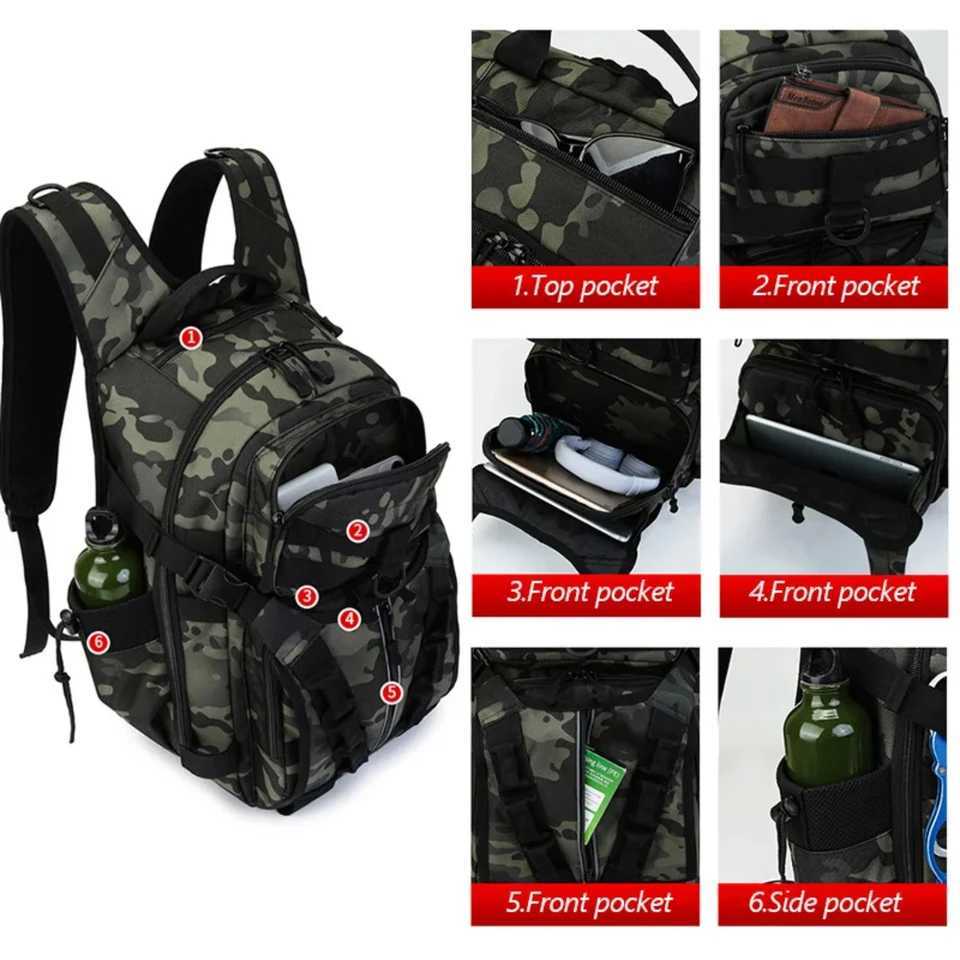 Fishing Lure Camping Backpack Men Sports Tactical Shoulder Bait Box Pack Outdoor Hiking Molle Sports Military Bags Z250411