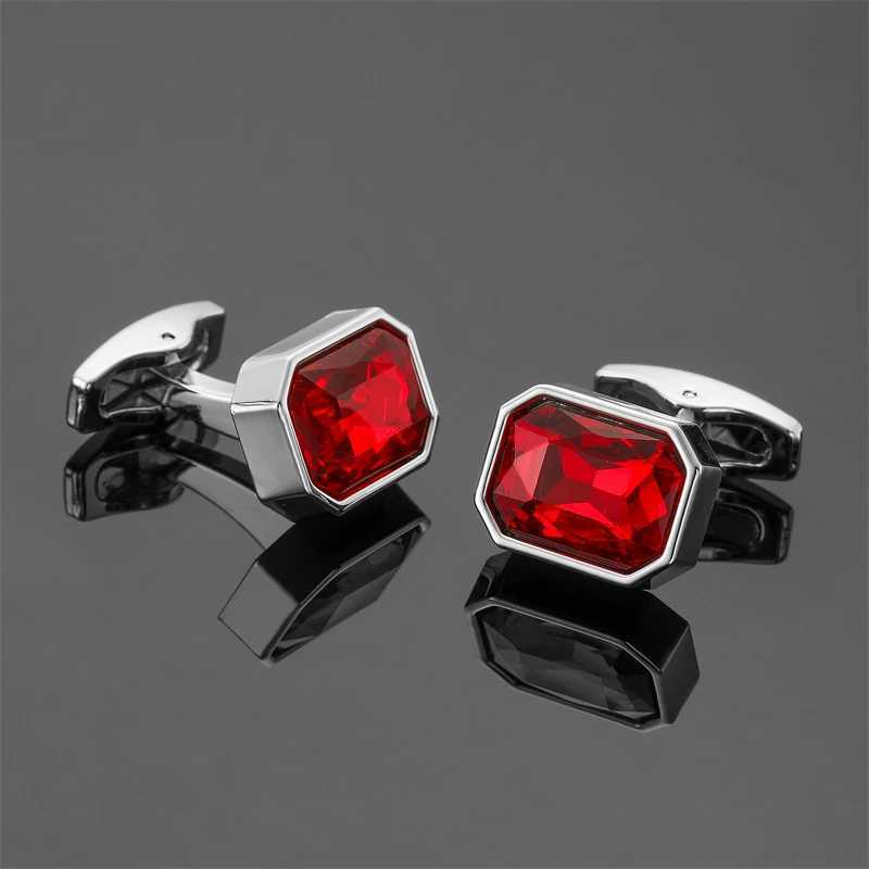 High quality red crystal cufflinks brand new fashion French shirt bra material mens wedding cufflinksT250412