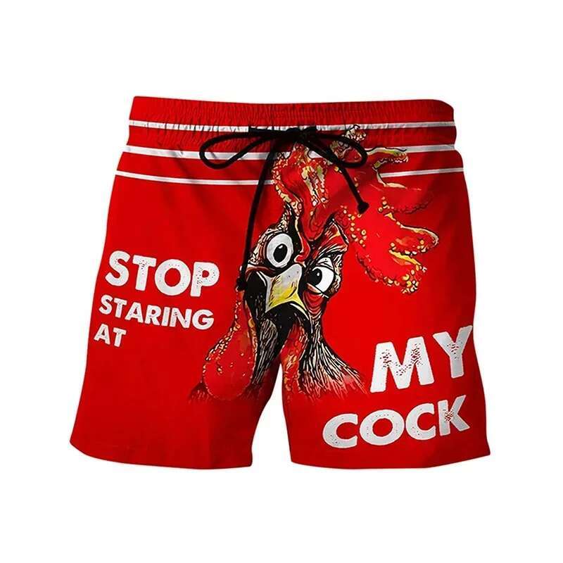 Funny Chicken Swimming Crab 3d Printed Surfing Board Banana Beach Shorts Men's Swim Briefs Boy Trunks
