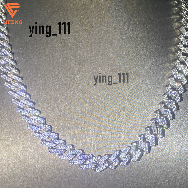 Lifeng Fashion Jewelry Factory Moissanite Cuban Link Chain 925 Sterling Silver Ice Custom Hip Hop Necklace for Men