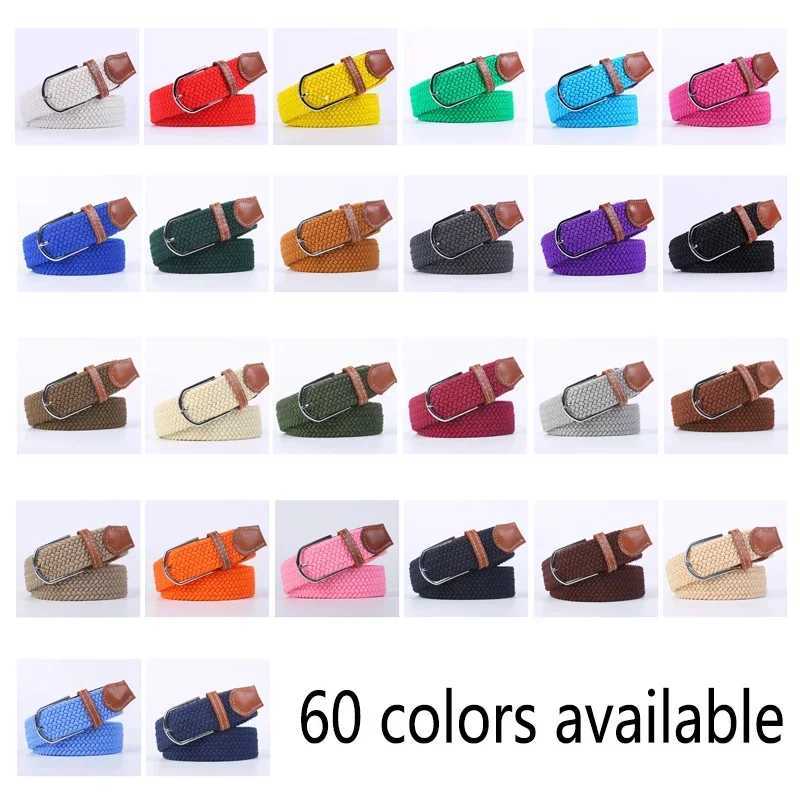 107/120/130cm UNISEX Casual Knitted Pin Buckle Women Belt Woven Canvas Elastic Expandable Braided Stretch Jeans Belts for Men L251112