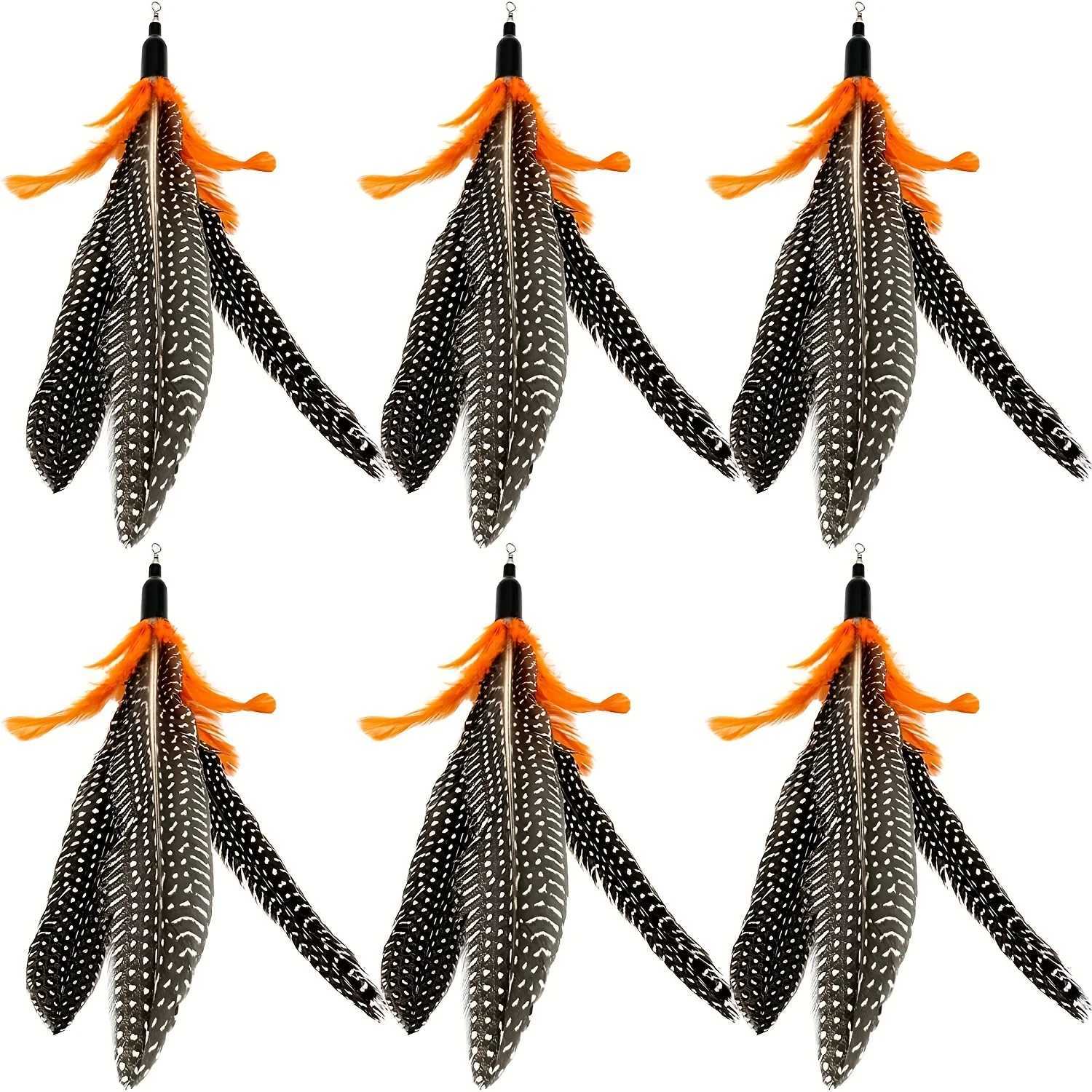 6 pieces of cat toy feather replacement cat wand filled with natural bird feather filling used for indoor cat replacement feather cat toys Y250412