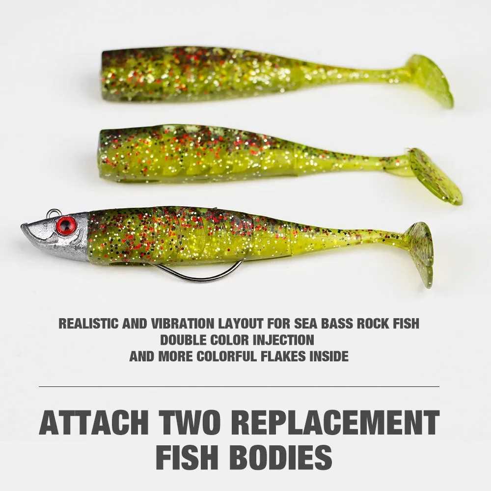 THORFORCE Jiging Head Soft Lure T Tail Sea Bass Fishing Lure Tackle Silicone Bait Wobblers Sea Fishing Soft Lures Swimbait Z250411