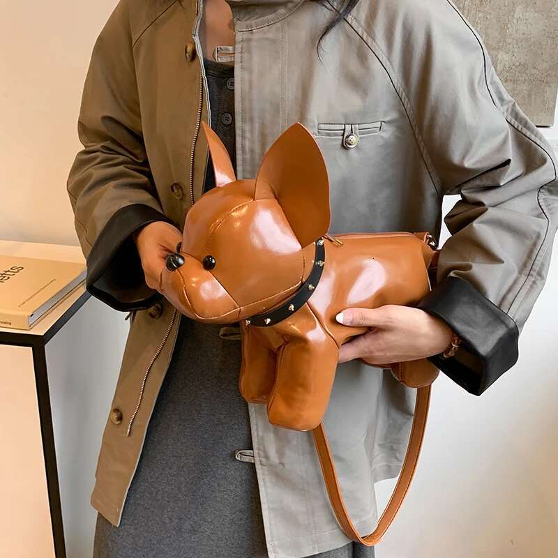 Solid Color PU Leather Cute Cartoon Dog Women's Shoulder Crossbody Bolsos Mujer Designer Bag Sac De E Femme