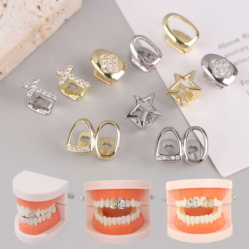 Hip hop single tooth flame tooth hat punk metal grill hat cosplay party tooth grill W250412