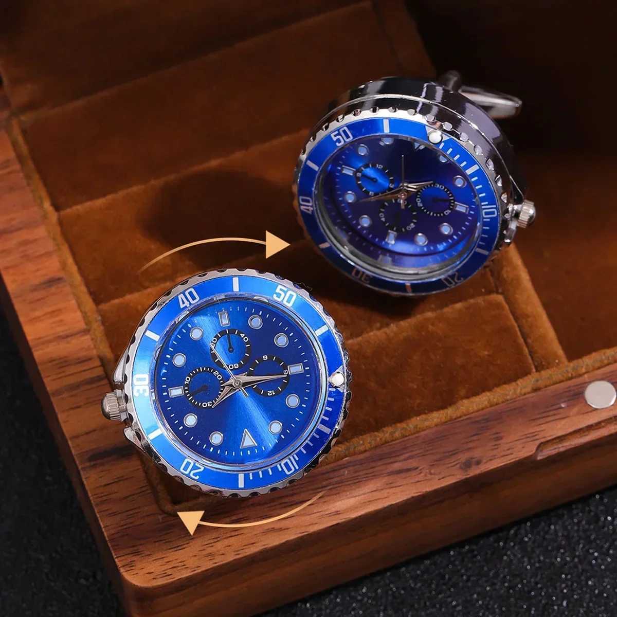 Clock Cufflinks Light Luxury Personalized Art Mens French Set Shirt Spinning Wedding Anniversary Holiday GiftT250412