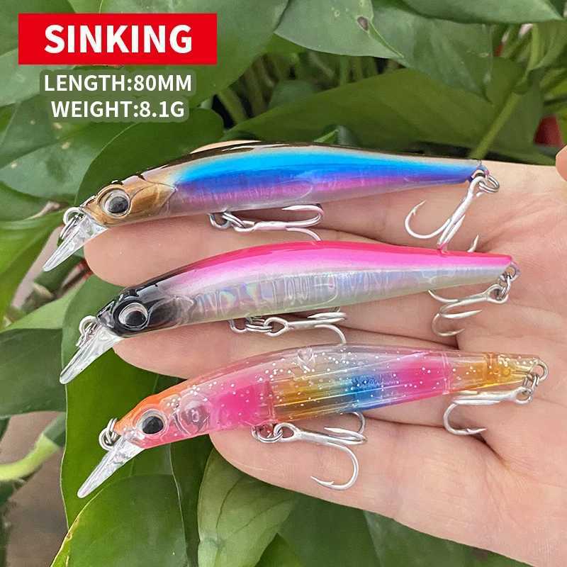 80mm 9.1g Sinking Minnow Japan Fishing Lure Isca Artificial for Pike Trout Swimbait Super Magnet Wobblers Hard Bait 9043 Z250411