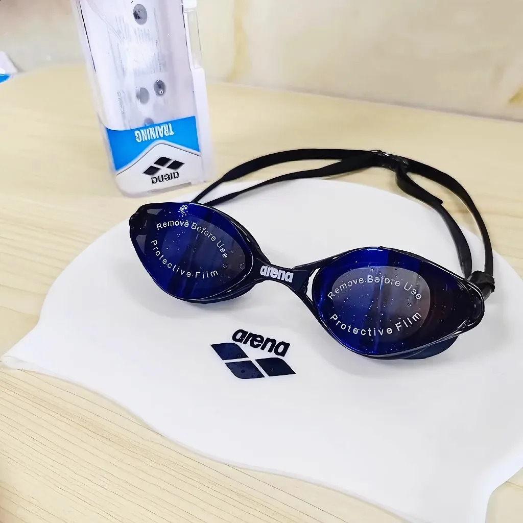 Arena swimming goggles for men and women waterproof and anti fog swimming goggles professional competition swimming cap set 250411