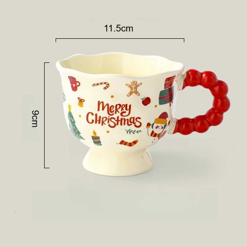 Christmas 1pc Creative Santa Claus Cartoon Ceramic Cup Souvenir Mug Christmas Petal Cup Shaped Gift Suitable for Home and Office Use Y251112