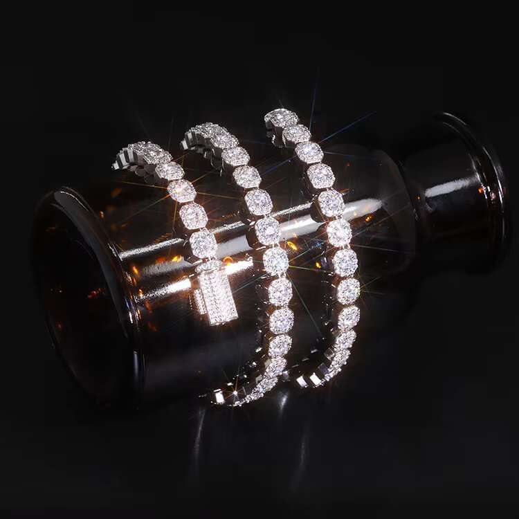 Design Hot Sale Elegant Chain S925 Sterling Silver Large Tennis Iced Out halo VVS Moissanite Cuban Chain for Jewelry Gift