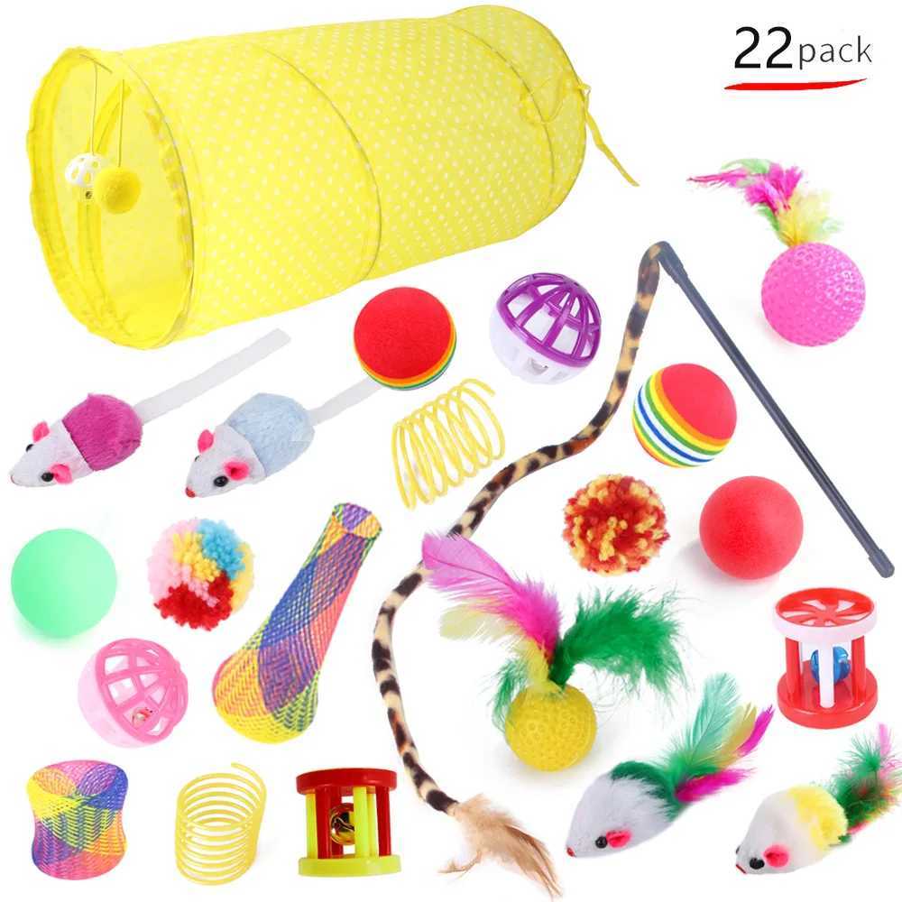 A set of 22 cat toy kits mouse shaped ball shaped cats pet loving toys cat channels interesting cat sticks mouse supplies value bundling Y250412