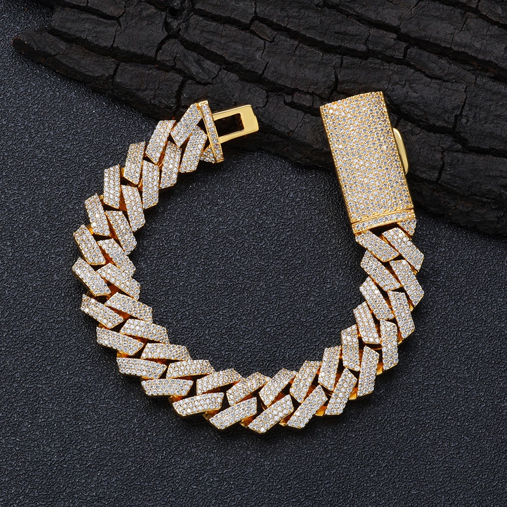 VVS By Diamante Tester Certified Men's Bracelet & Necklace - 20mm Cuban Style Chains Embellished with Moissanne Stones