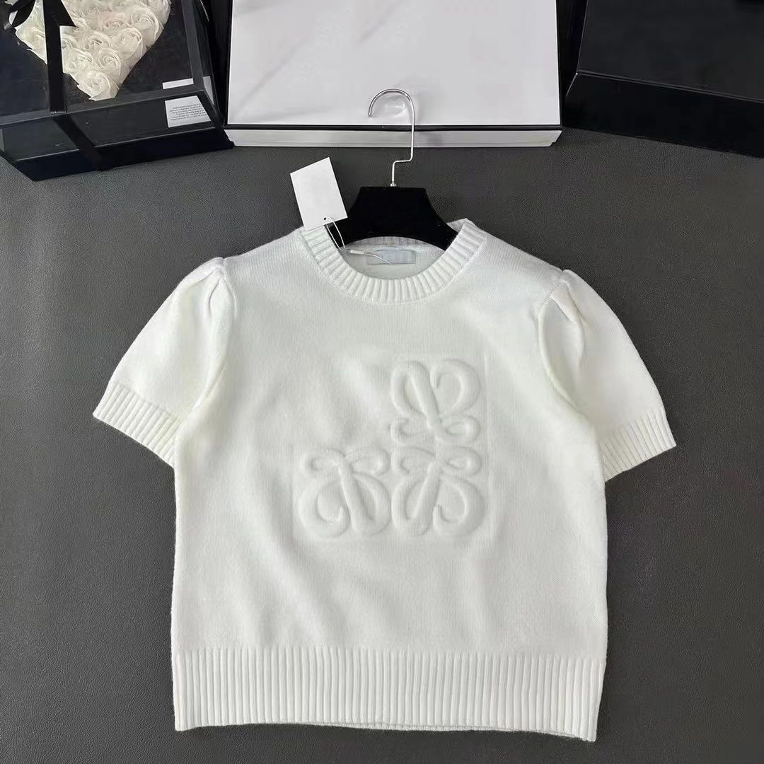 25SSWomen's Sweaters T Shirts Blouse Shirt Designer Women's Knits embroidery Round Printed Stylist Necks Tops Clothing S-L