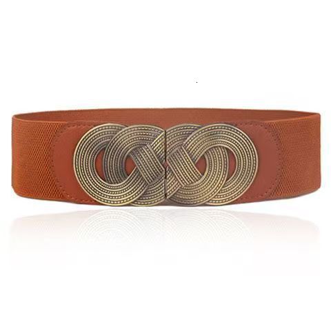 New Waist Cover with Pattern Elastic and Tight, Double Buckle, Women's Decorative Belt