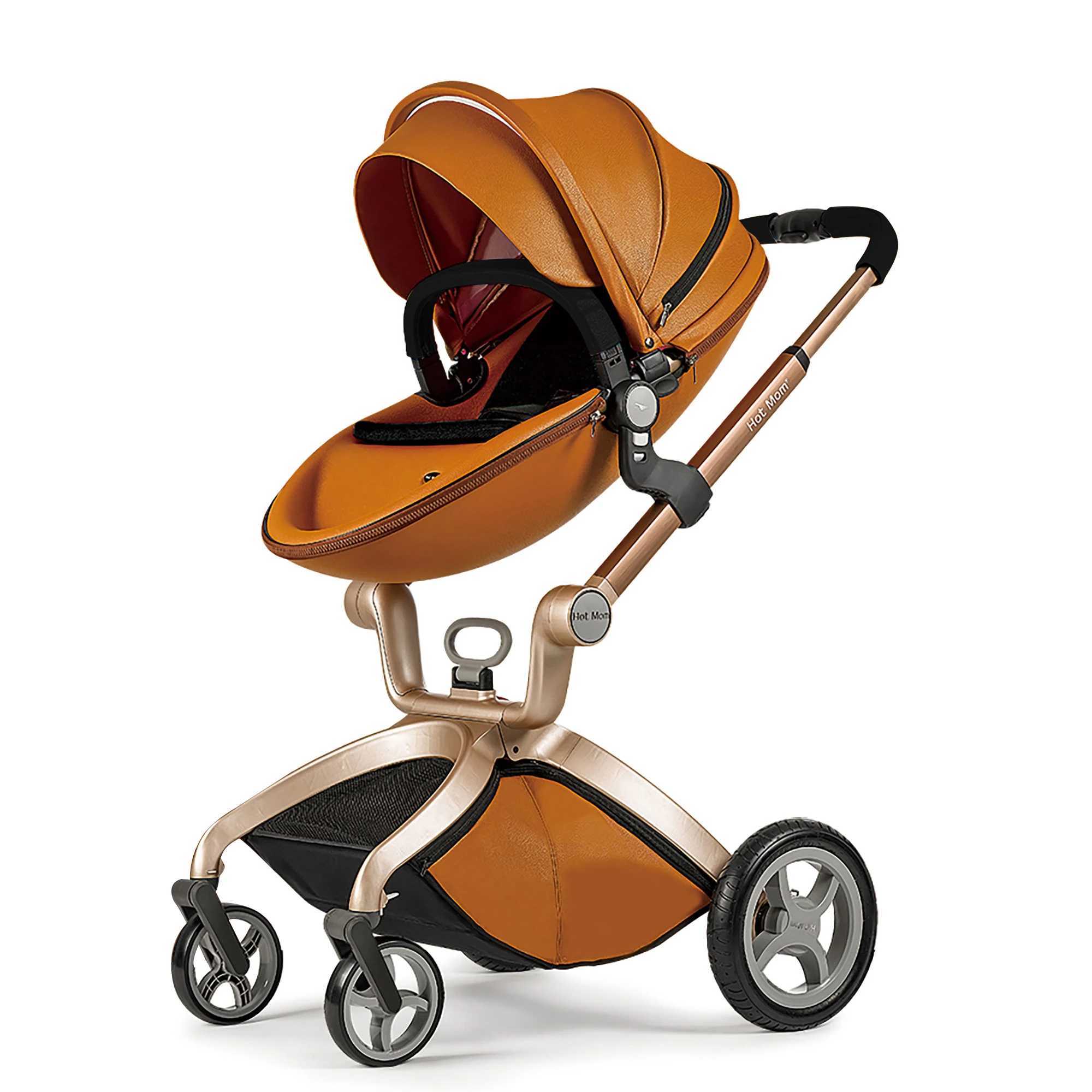 Hot Mom F22 baby stroller 3-in-1 adjustable seat aluminum frame solid rubber tires rain cover mosquito net large storage basket W250411