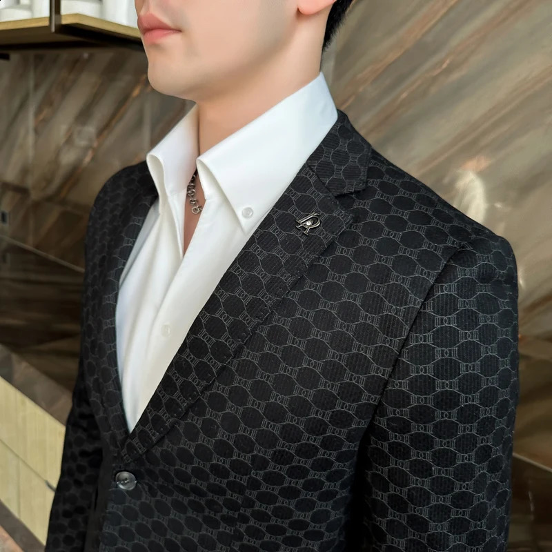 Spring and Autumn Single Chest Business Fashion Leisure Single Set Dress Jacket Mens Main Promotion 250411