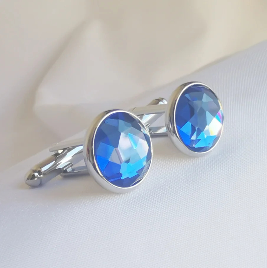 10 pairs/batch Brilliant Cut Rhinestone cufflinks Royal Blue/Grey Crystal cufflinks Mens Jewelry Accessories Wholesale 250409